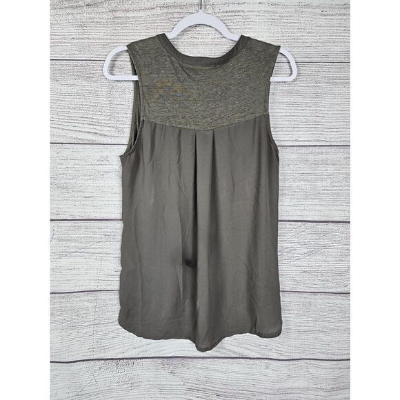 Cynthia Rowley Linen Sleeveless Blouse Olive Green Size Large - Picture 3 of 5